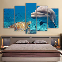 HKM-960275 Elegant Tortoise Landscape Mural Art - Framed or Unframed Canvas Sets (5 Pieces)