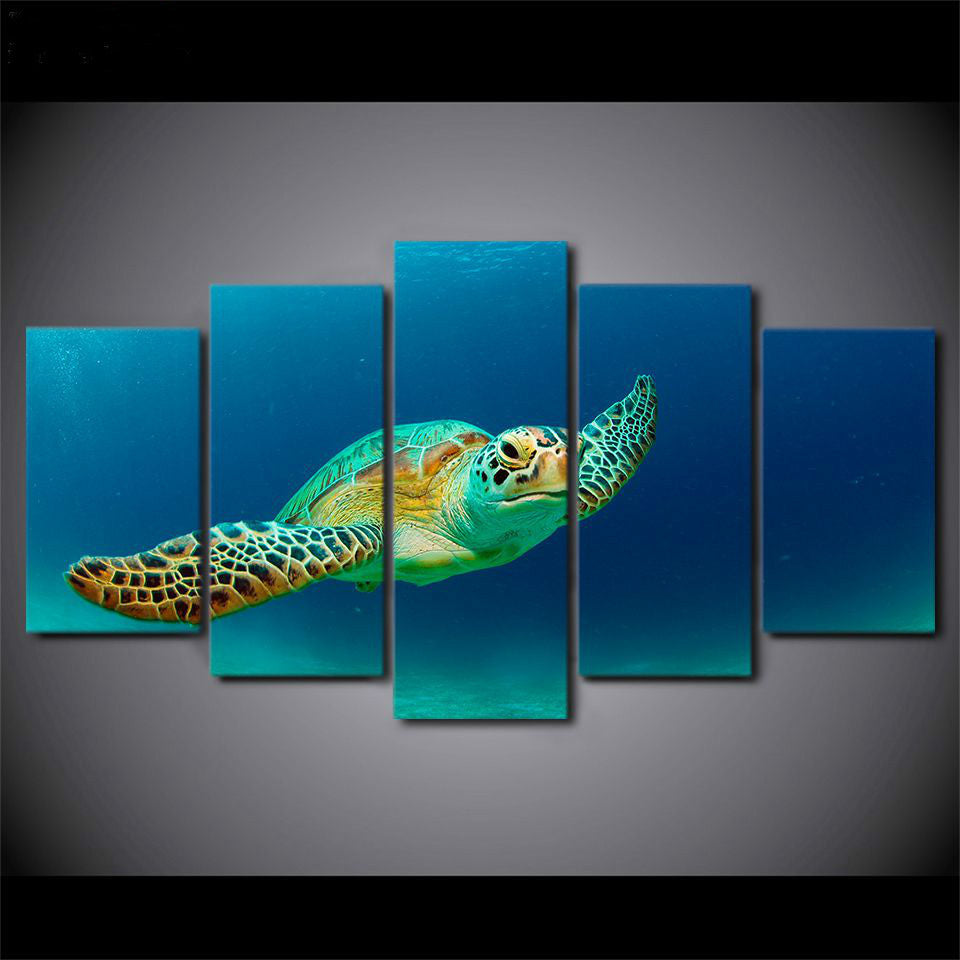 HKM-960275 Elegant Tortoise Landscape Mural Art - Framed or Unframed Canvas Sets (5 Pieces)