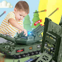 HKM-960531 Alloy Tank Toy Set with Light and Music - 2-in-1 DIY Assembly Parking Lot Vehicle