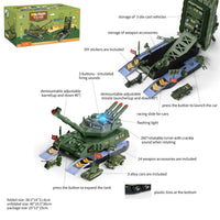 HKM-960531 Alloy Tank Toy Set with Light and Music - 2-in-1 DIY Assembly Parking Lot Vehicle