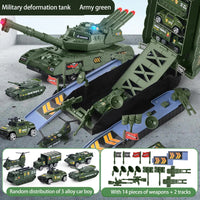 HKM-960531 Alloy Tank Toy Set with Light and Music - 2-in-1 DIY Assembly Parking Lot Vehicle