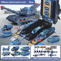 HKM-960531 Alloy Tank Toy Set with Light and Music - 2-in-1 DIY Assembly Parking Lot Vehicle