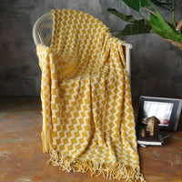 HKM-960595 Knitted Geometric Wool and Cashmere Blanket – Versatile for All Seasons, 120x230 cm