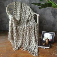 HKM-960595 Knitted Geometric Wool and Cashmere Blanket – Versatile for All Seasons, 120x230 cm