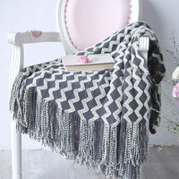HKM-960595 Knitted Geometric Wool and Cashmere Blanket – Versatile for All Seasons, 120x230 cm