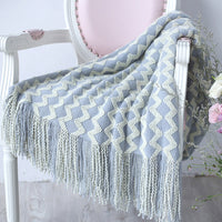 HKM-960595 Knitted Geometric Wool and Cashmere Blanket – Versatile for All Seasons, 120x230 cm