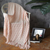 HKM-960595 Knitted Geometric Wool and Cashmere Blanket – Versatile for All Seasons, 120x230 cm
