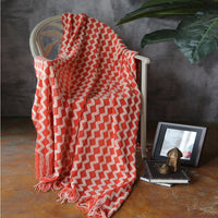 HKM-960595 Knitted Geometric Wool and Cashmere Blanket – Versatile for All Seasons, 120x230 cm
