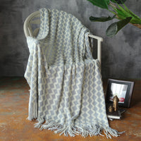 HKM-960595 Knitted Geometric Wool and Cashmere Blanket – Versatile for All Seasons, 120x230 cm