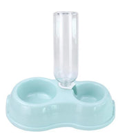 HKM-960787 Double Bowl Automatic Pet Feeder and Waterer for Cats - 360° Rotating Design with Dry and Wet Food Separation