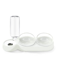 HKM-960787 Double Bowl Automatic Pet Feeder and Waterer for Cats - 360° Rotating Design with Dry and Wet Food Separation