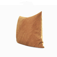 HKM-961107 Hand-Woven Frosted Leather Pillow in Orange Coffee Color - 45x45cm & 50x50cm Options