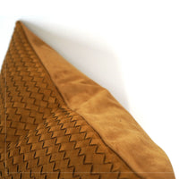HKM-961107 Hand-Woven Frosted Leather Pillow in Orange Coffee Color - 45x45cm & 50x50cm Options