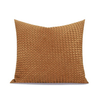 HKM-961107 Hand-Woven Frosted Leather Pillow in Orange Coffee Color - 45x45cm & 50x50cm Options