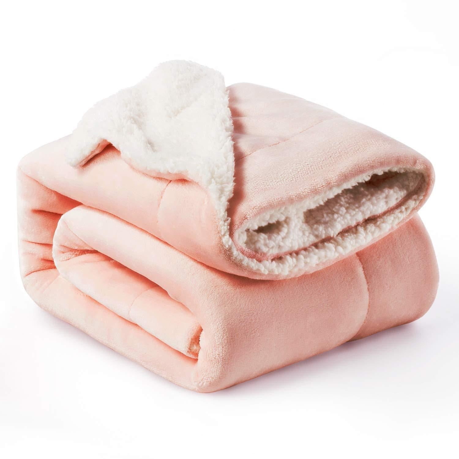 HKM-961107 Ultra Soft Plush Lamb Fleece Blanket - Thick, Warm, and Cozy for All Seasons, Multiple Colors Available