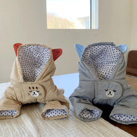 HKM-961235 Cozy Beige and Blue Pet Coat for Small Dogs and Cats - XS to XL Sizes Available