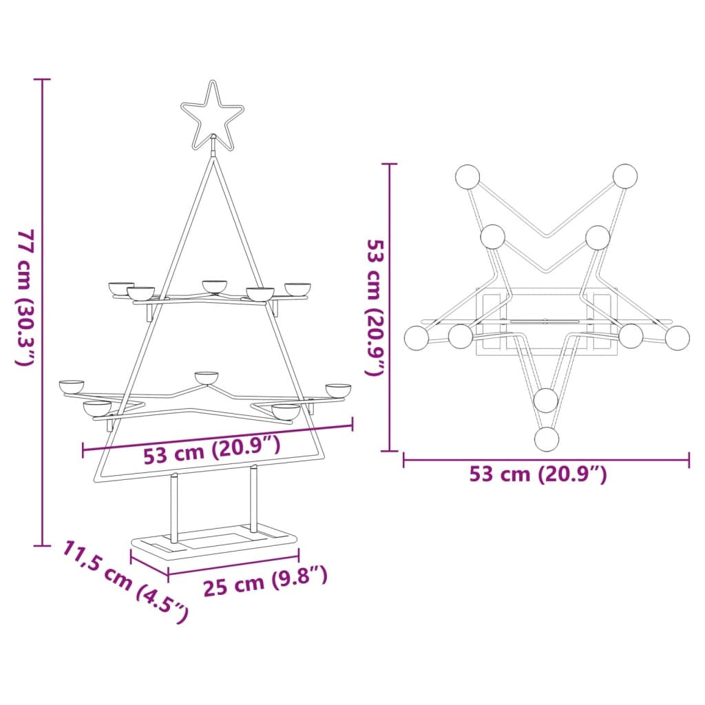 HKM-961235 Modern Black Metal Christmas Tree Frame - 75 cm Height for Festive Decor