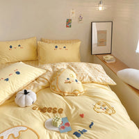 HKM-961427 Cartoon Anime Cotton 4-Piece Bedding Set for Kids - Duvet Cover, Bed Sheet, Pillowcase
