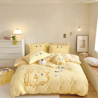 HKM-961427 Cartoon Anime Cotton 4-Piece Bedding Set for Kids - Duvet Cover, Bed Sheet, Pillowcase