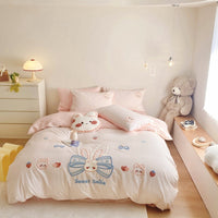 HKM-961427 Cartoon Anime Cotton 4-Piece Bedding Set for Kids - Duvet Cover, Bed Sheet, Pillowcase