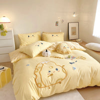 HKM-961427 Cartoon Anime Cotton 4-Piece Bedding Set for Kids - Duvet Cover, Bed Sheet, Pillowcase