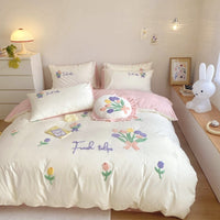HKM-961427 Cartoon Anime Cotton 4-Piece Bedding Set for Kids - Duvet Cover, Bed Sheet, Pillowcase