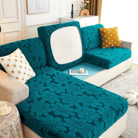 HKM-961491 High Elastic Knitted Jacquard Sofa Cushion Cover Waterproof Big Leaf Design