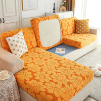 HKM-961491 High Elastic Knitted Jacquard Sofa Cushion Cover Waterproof Big Leaf Design