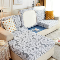 HKM-961491 High Elastic Knitted Jacquard Sofa Cushion Cover Waterproof Big Leaf Design