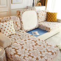 HKM-961491 High Elastic Knitted Jacquard Sofa Cushion Cover Waterproof Big Leaf Design
