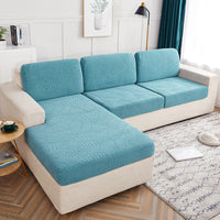 HKM-961491 High Elastic Knitted Jacquard Sofa Cushion Cover Waterproof Big Leaf Design