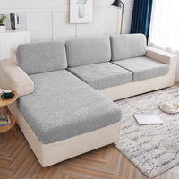 HKM-961491 High Elastic Knitted Jacquard Sofa Cushion Cover Waterproof Big Leaf Design