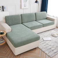 HKM-961491 High Elastic Knitted Jacquard Sofa Cushion Cover Waterproof Big Leaf Design
