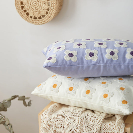 HKM-961555 Nordic Cotton Embroidered Pillowcase with Flower Design 30x50CM