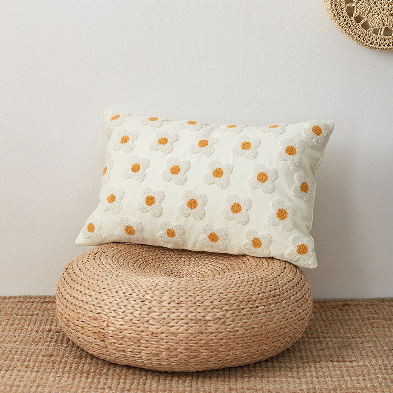 HKM-961555 Nordic Cotton Embroidered Pillowcase with Flower Design 30x50CM