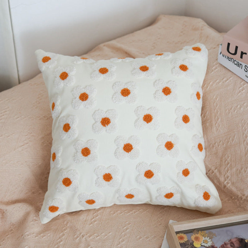 HKM-961555 Nordic Cotton Embroidered Pillowcase with Flower Design 30x50CM