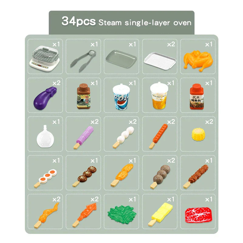 HKM-961683 Electric Simulation Cooking Spray Steamer Set - Kitchen Pretend Play Toy for Kids 2-4 Years