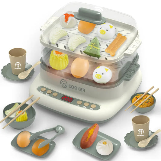 KTX-961683 Electric Simulation Cooking Spray Steamer Set - Kitchen Pretend Play Toy for Kids 2-4 Years