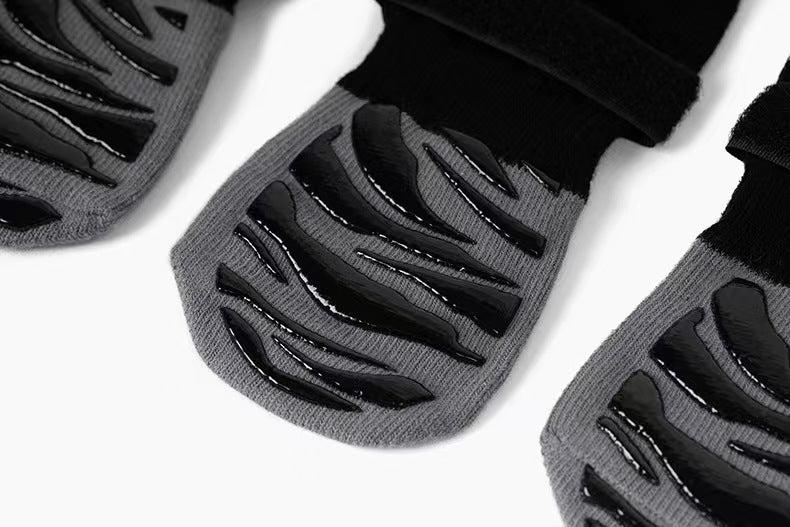 HKM-961747 Non-slip Waterproof Sock Shoes for Cats and Dogs - Black Design Options