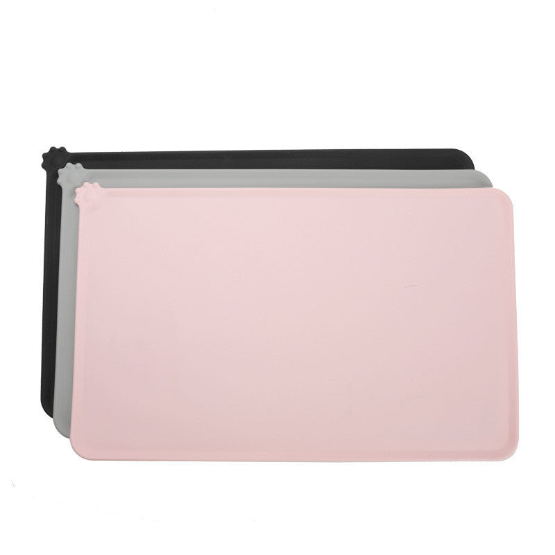 HKM-961939 Waterproof Non-Slip Silicone Pet Bowl Mat - 48x30cm in Gray, Pink, or Black