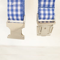 HKM-962451 Blue Plaid Dog Collar Made of Durable Polyester Fiber