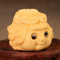 HKM-962515 Cute Solid Bamboo Golden Toad Princess Ornament for Home Decor