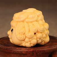 HKM-962515 Cute Solid Bamboo Golden Toad Princess Ornament for Home Decor