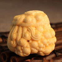 HKM-962515 Cute Solid Bamboo Golden Toad Princess Ornament for Home Decor