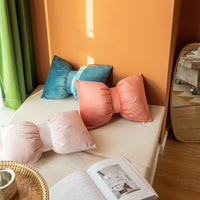 HKM-962643 Nordic Bowknot Pillow in Crystal Velvet - Plush Filling, Multiple Colors Available, 35x50cm