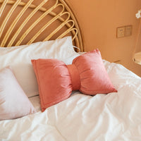 HKM-962643 Nordic Bowknot Pillow in Crystal Velvet - Plush Filling, Multiple Colors Available, 35x50cm