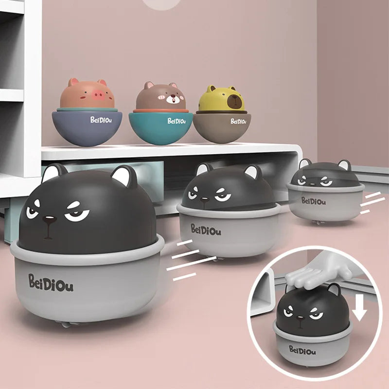 HKM-962835 Wind-Up Tumbler Car Toy for Kids, Inertial Sliding Cup Pet Design, ABS Plastic, Ages 3+