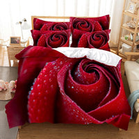 HKM-962899 Rose Floral Polyester Duvet Cover Set with Pillowcases - Multiple Sizes Available