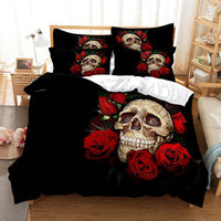 HKM-962899 Rose Floral Polyester Duvet Cover Set with Pillowcases - Multiple Sizes Available