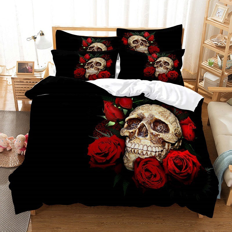 HKM-962899 Rose Floral Polyester Duvet Cover Set with Pillowcases - Multiple Sizes Available